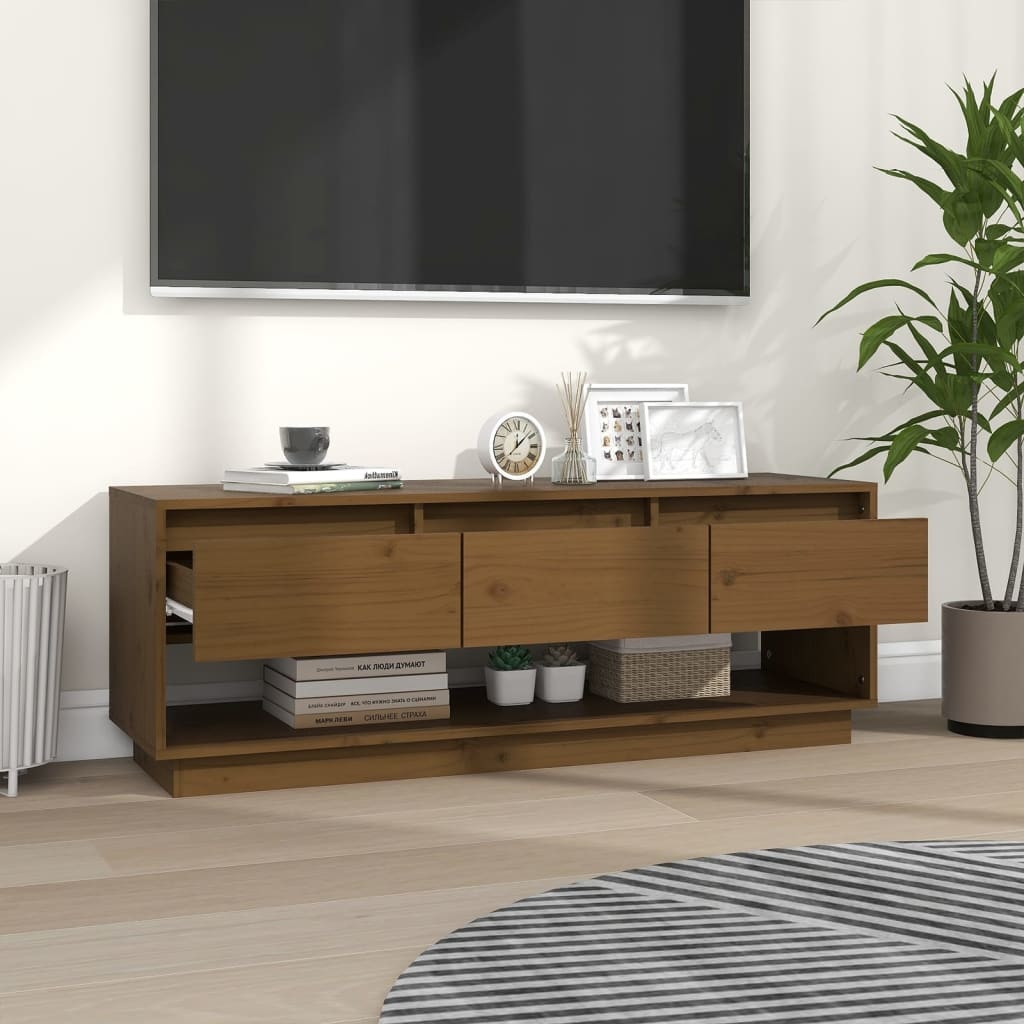 VidaXL Tv-meubel 110,5x34x40 cm massief grenenhout honingbruin