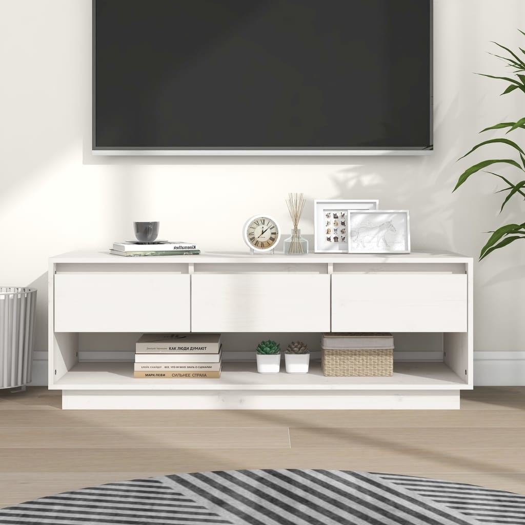 VidaXL Tv-meubel 110,5x34x40 cm massief grenenhout wit