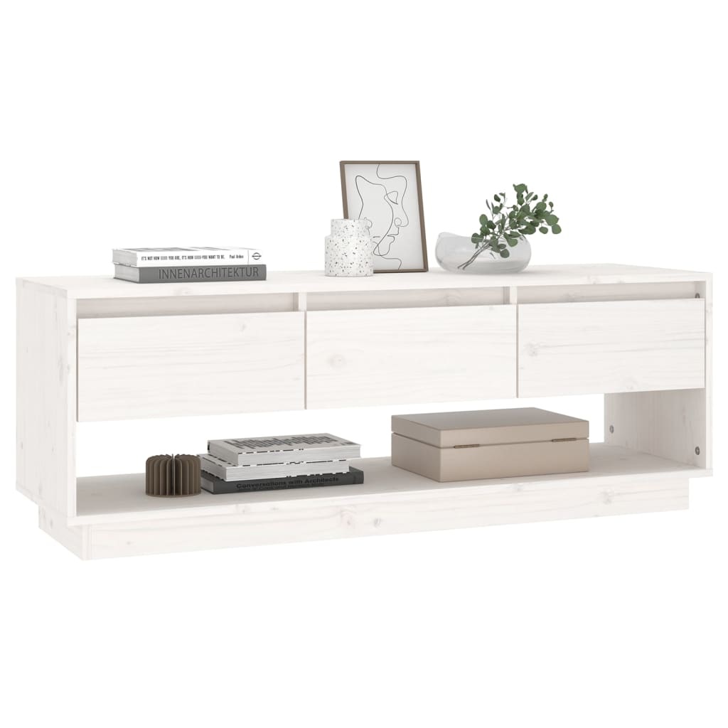 VidaXL Tv-meubel 110,5x34x40 cm massief grenenhout wit