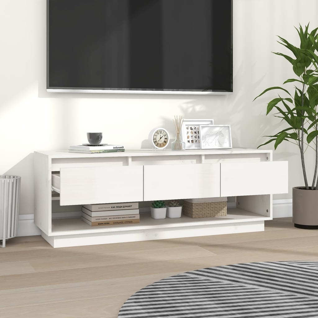 VidaXL Tv-meubel 110,5x34x40 cm massief grenenhout wit
