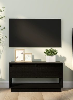 VidaXL Tv-meubel 74x34x40 cm massief grenenhout zwart