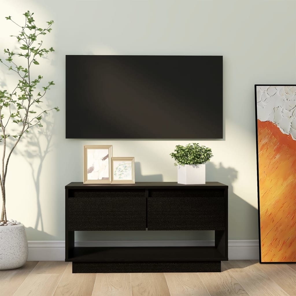 VidaXL Tv-meubel 74x34x40 cm massief grenenhout zwart