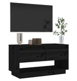 VidaXL Tv-meubel 74x34x40 cm massief grenenhout zwart