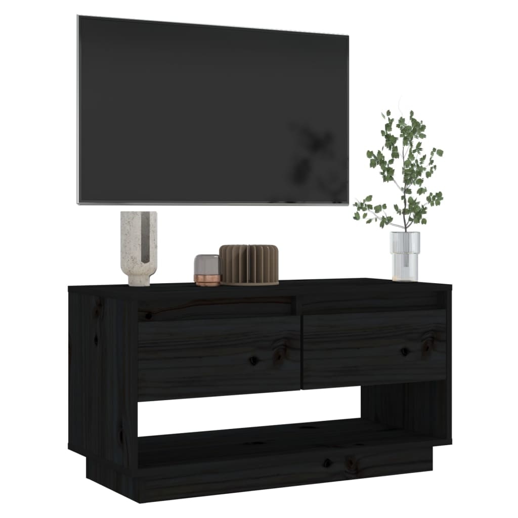 VidaXL Tv-meubel 74x34x40 cm massief grenenhout zwart