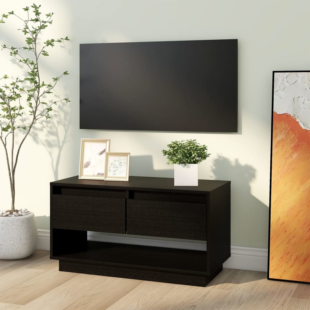 VidaXL Tv-meubel 74x34x40 cm massief grenenhout zwart