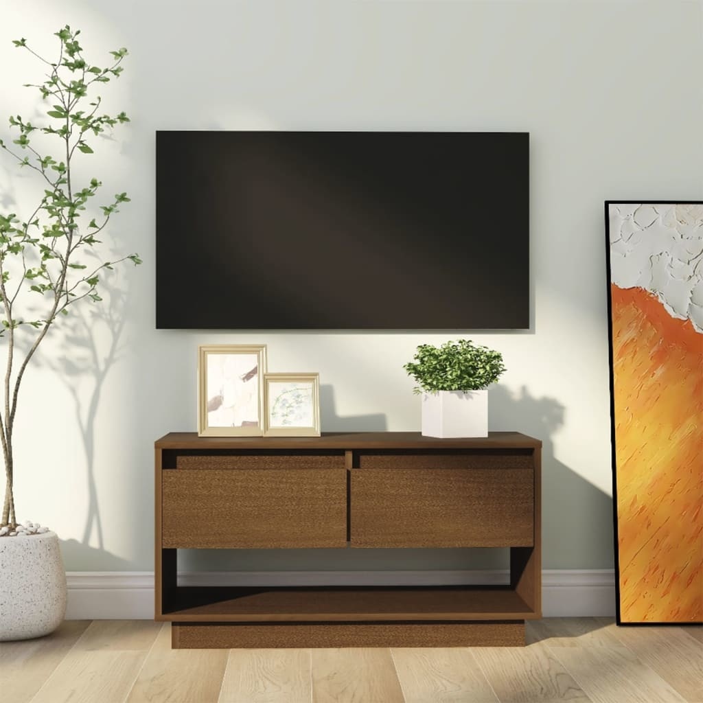 VidaXL Tv-meubel 74x34x40 cm massief grenenhout honingbruin