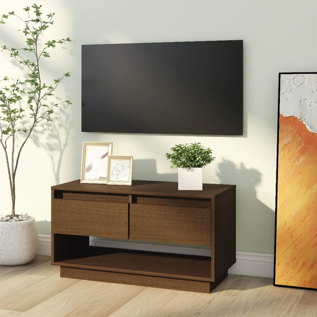 VidaXL Tv-meubel 74x34x40 cm massief grenenhout honingbruin