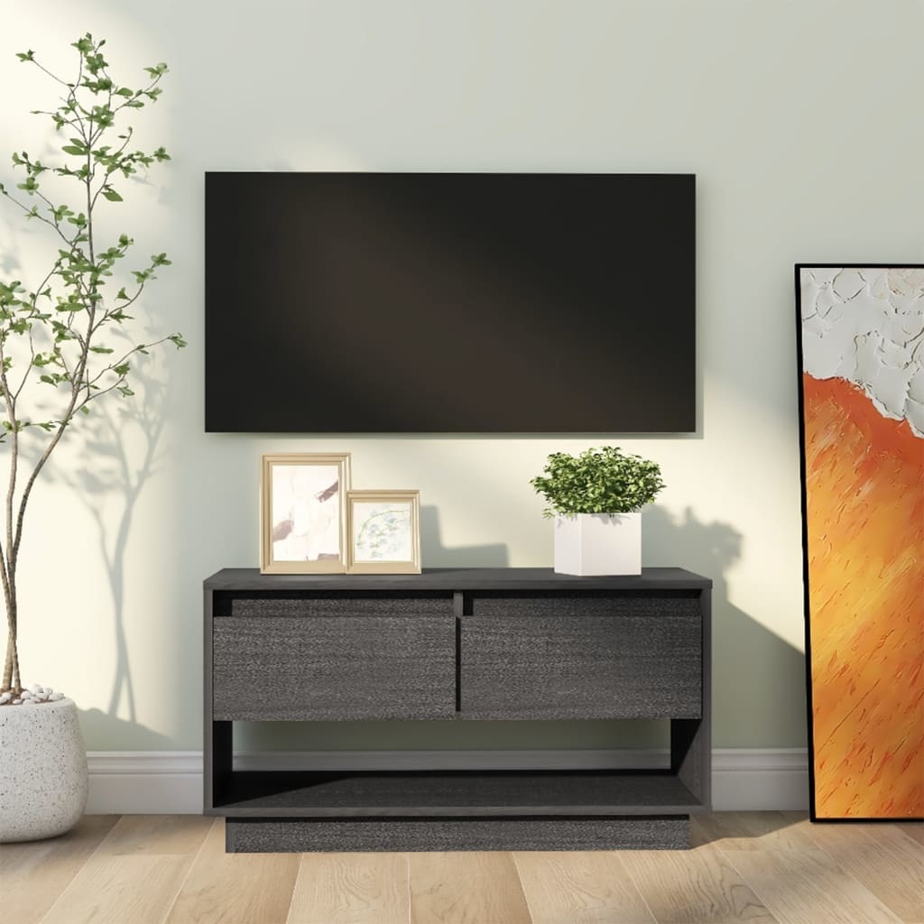VidaXL Tv-meubel 74x34x40 cm massief grenenhout grijs