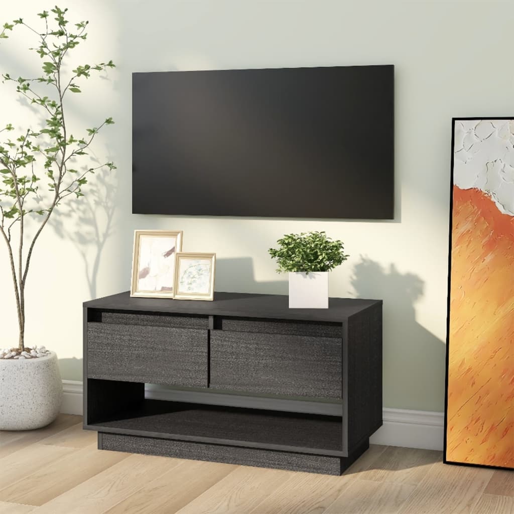 VidaXL Tv-meubel 74x34x40 cm massief grenenhout grijs