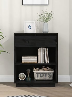 VidaXL Wandkast 60x34x75 cm massief grenenhout zwart