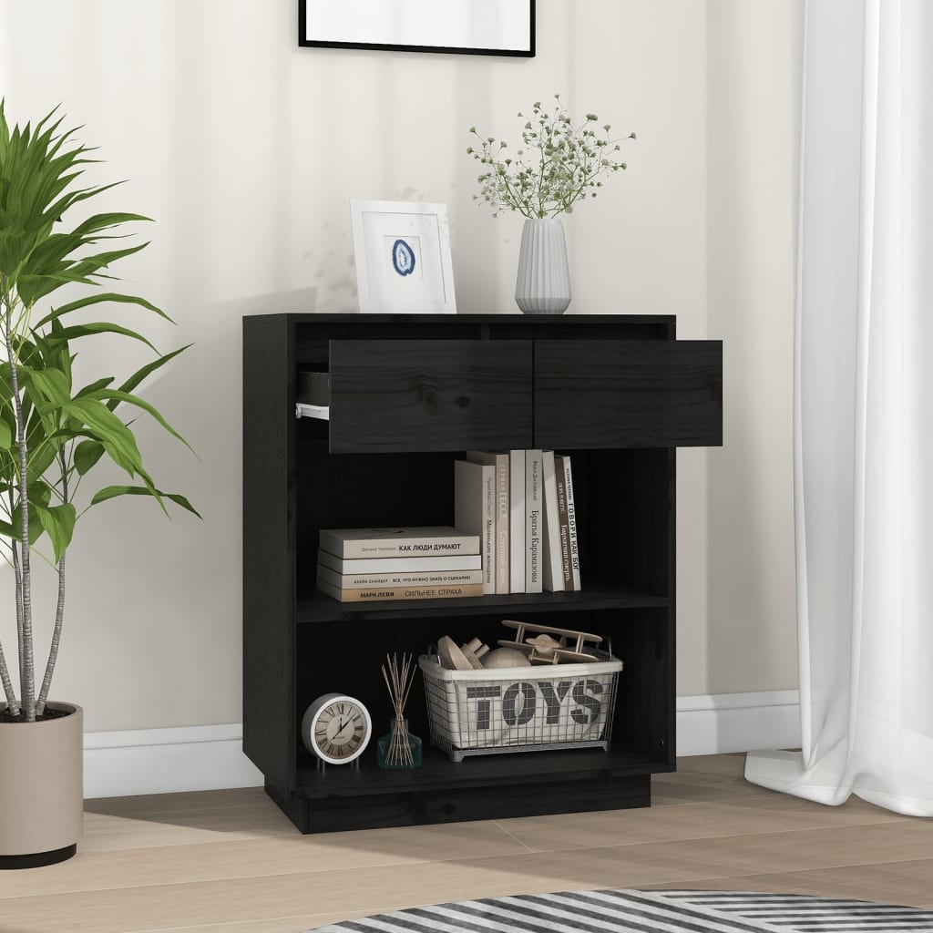 VidaXL Wandkast 60x34x75 cm massief grenenhout zwart