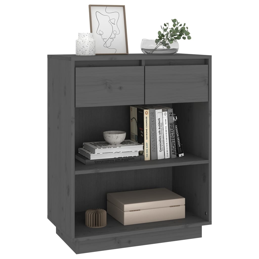 VidaXL Wandkast 60x34x75 cm massief grenenhout grijs