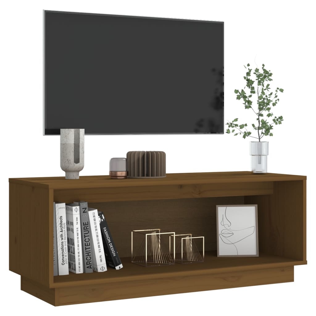 VidaXL Tv-meubel 90x35x35 cm massief grenenhout honingbruin
