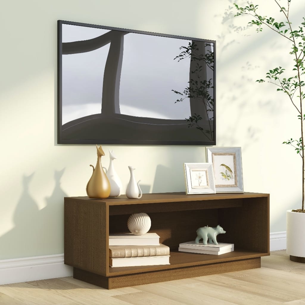VidaXL Tv-meubel 90x35x35 cm massief grenenhout honingbruin