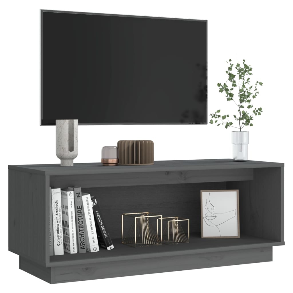 VidaXL Tv-meubel 90x35x35 cm massief grenenhout grijs