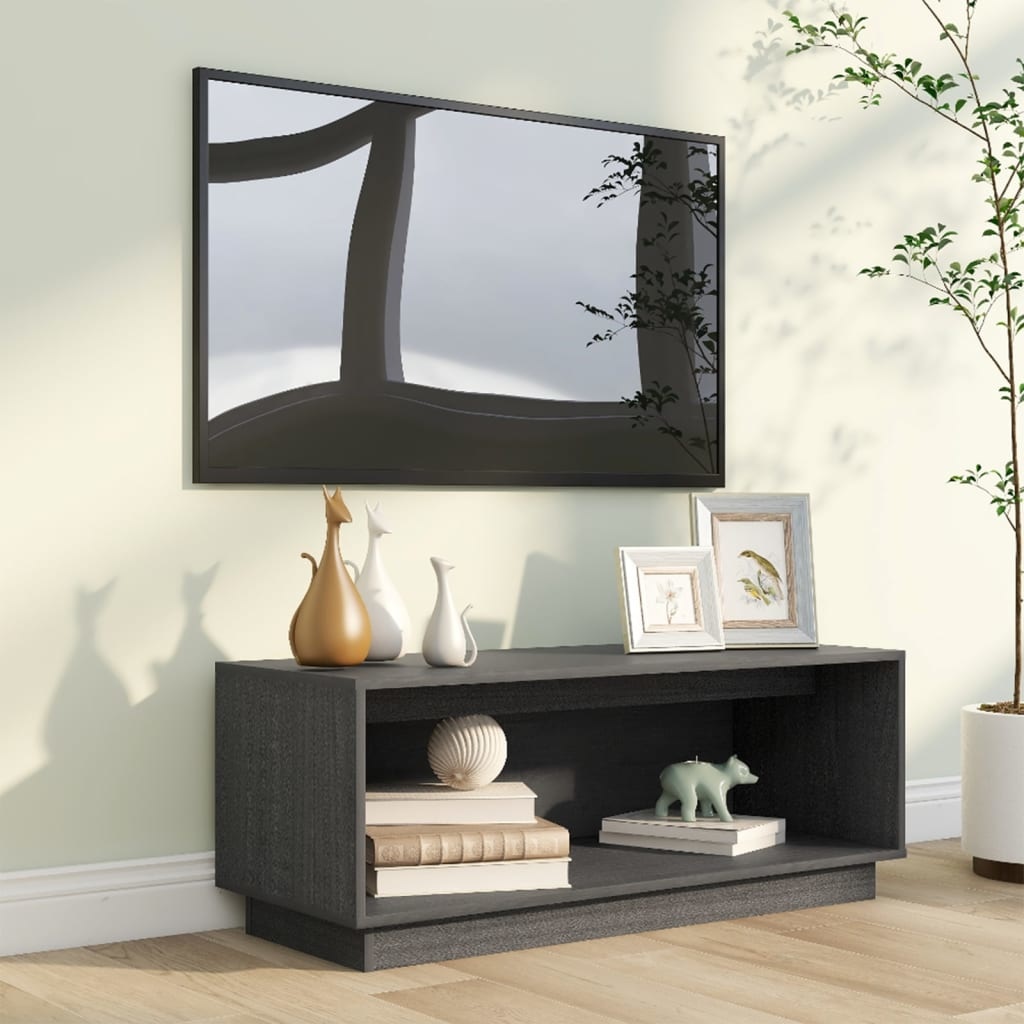 VidaXL Tv-meubel 90x35x35 cm massief grenenhout grijs