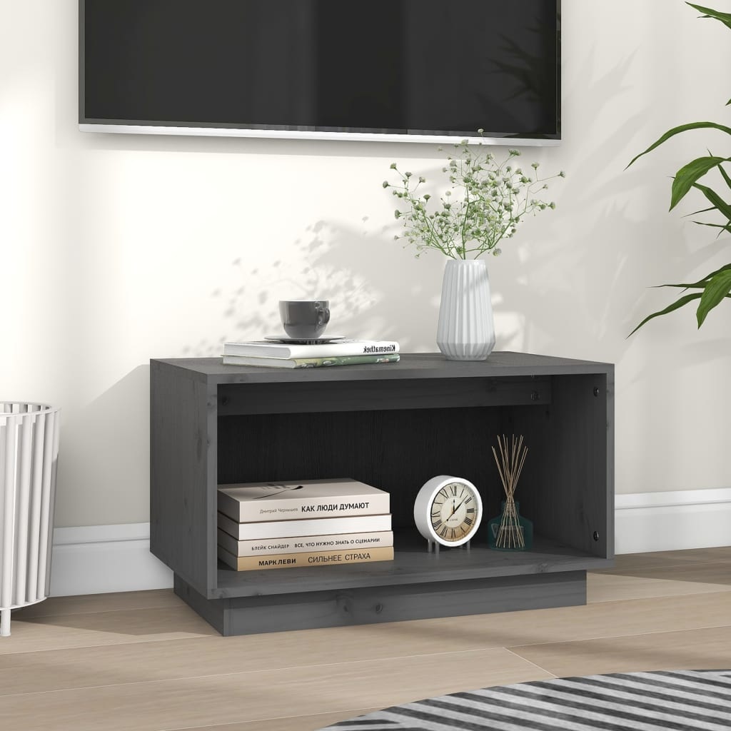 VidaXL Tv-meubel 60x35x35 cm massief grenenhout grijs