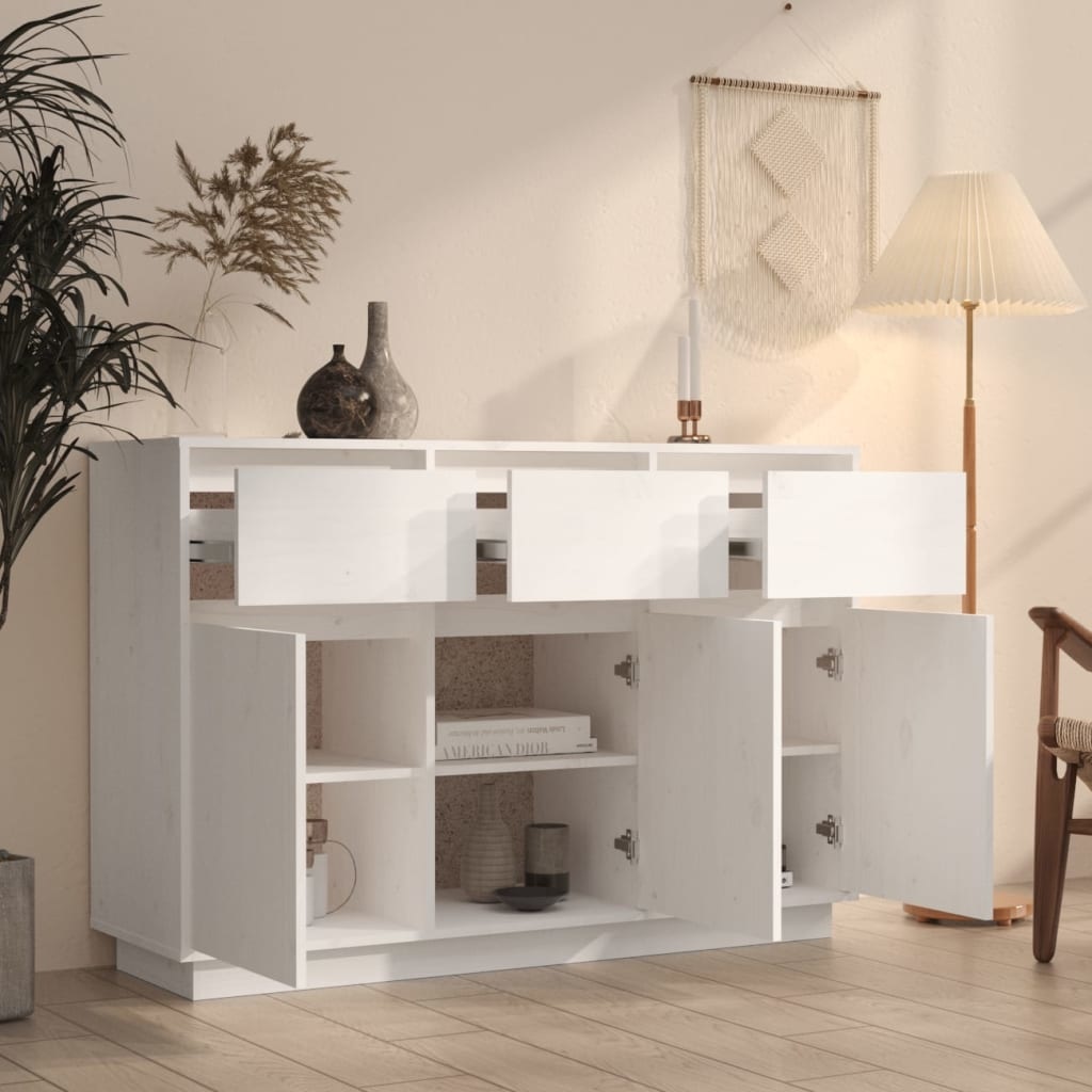 VidaXL Dressoir 110x34x75 cm massief grenenhout wit