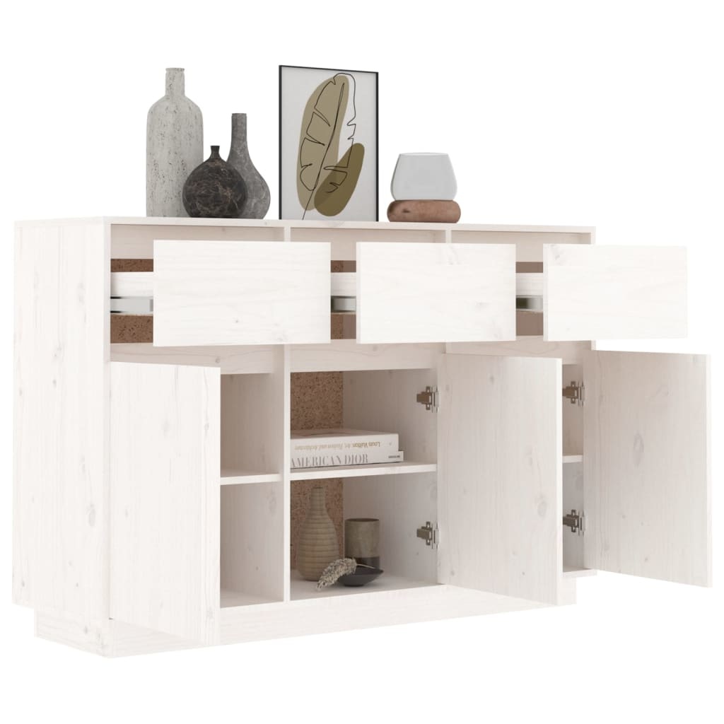 VidaXL Dressoir 110x34x75 cm massief grenenhout wit