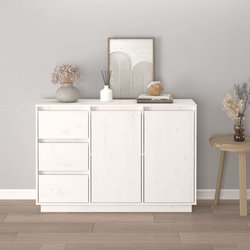 VidaXL Dressoir 111x34x75 cm massief grenenhout wit