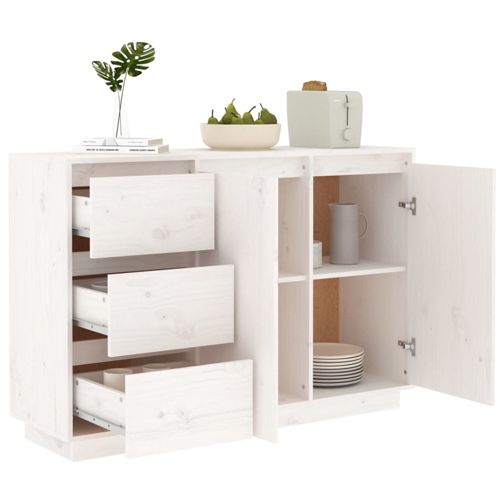 VidaXL Dressoir 111x34x75 cm massief grenenhout wit
