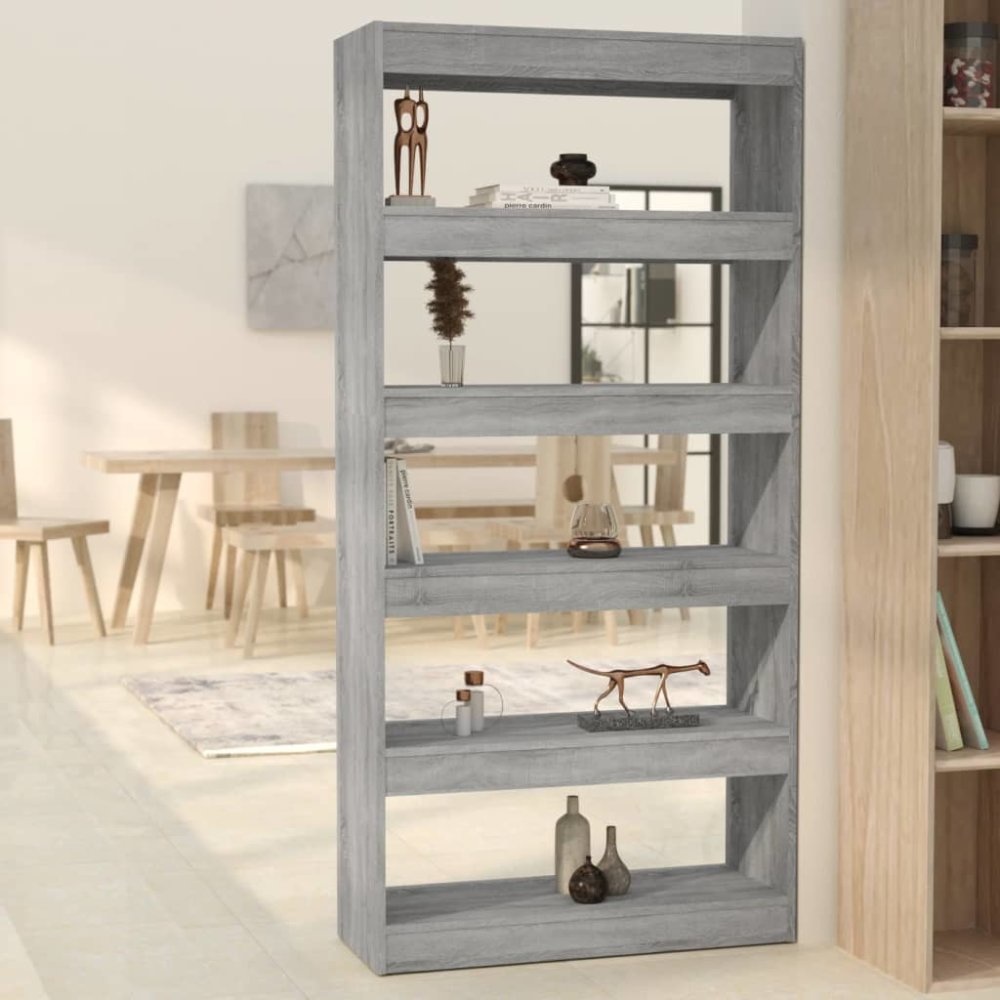 vidaXL Boekenkast/kamerscherm 80x30x166 cm spaanplaat grijs sonoma