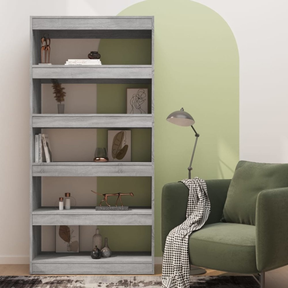 vidaXL Boekenkast/kamerscherm 80x30x166 cm spaanplaat grijs sonoma