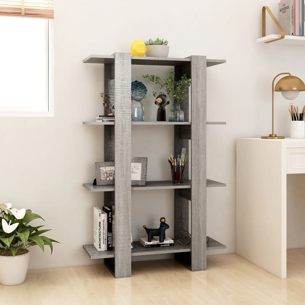 vidaXL Boekenkast/kamerscherm 80x30x123,5 cm grijs sonoma eikenkleurig