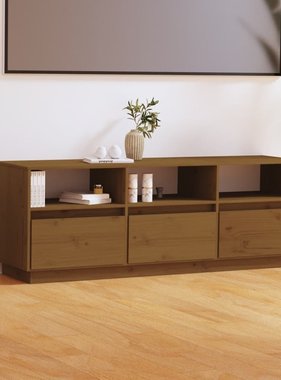 VidaXL Tv-meubel 140x37x50 cm massief grenenhout honingbruin