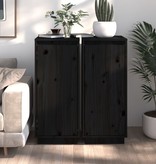 VidaXL Dressoirs 2 st 31,5x34x75 cm massief grenenhout zwart