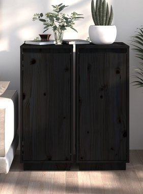 VidaXL Dressoirs 2 st 31,5x34x75 cm massief grenenhout zwart
