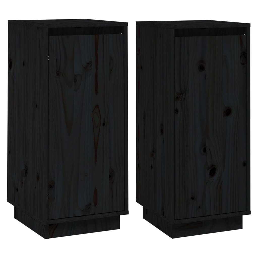 VidaXL Dressoirs 2 st 31,5x34x75 cm massief grenenhout zwart