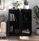VidaXL Dressoirs 2 st 31,5x34x75 cm massief grenenhout zwart