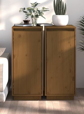 VidaXL Dressoirs 2 st 31,5x34x75 cm massief grenenhout honingbruin
