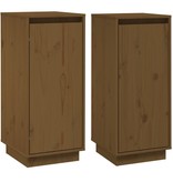 VidaXL Dressoirs 2 st 31,5x34x75 cm massief grenenhout honingbruin