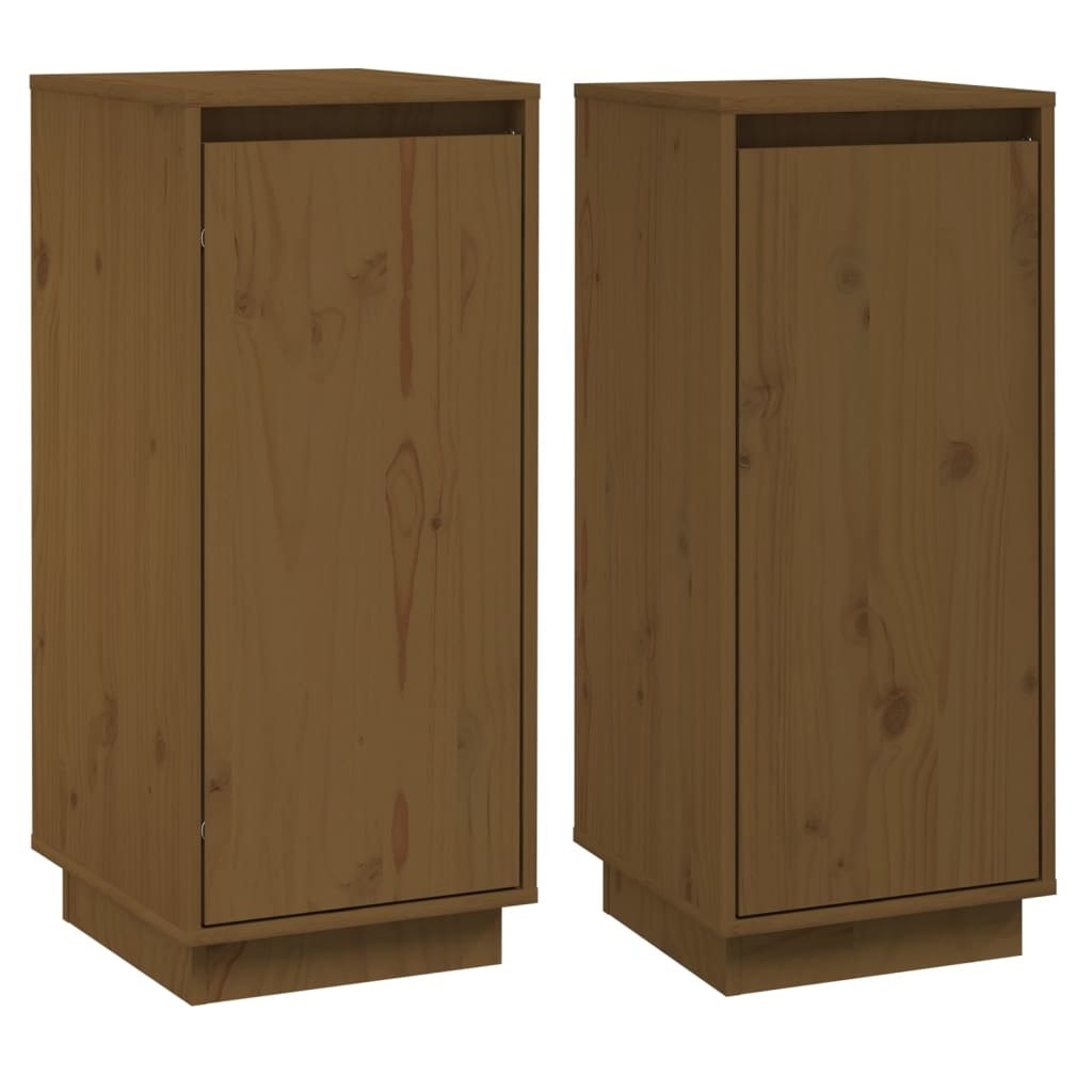 VidaXL Dressoirs 2 st 31,5x34x75 cm massief grenenhout honingbruin