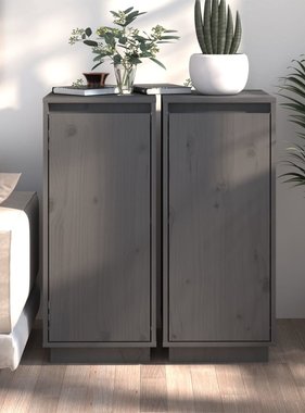 VidaXL Dressoirs 2 st 31,5x34x75 cm massief grenenhout grijs