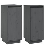 VidaXL Dressoirs 2 st 31,5x34x75 cm massief grenenhout grijs