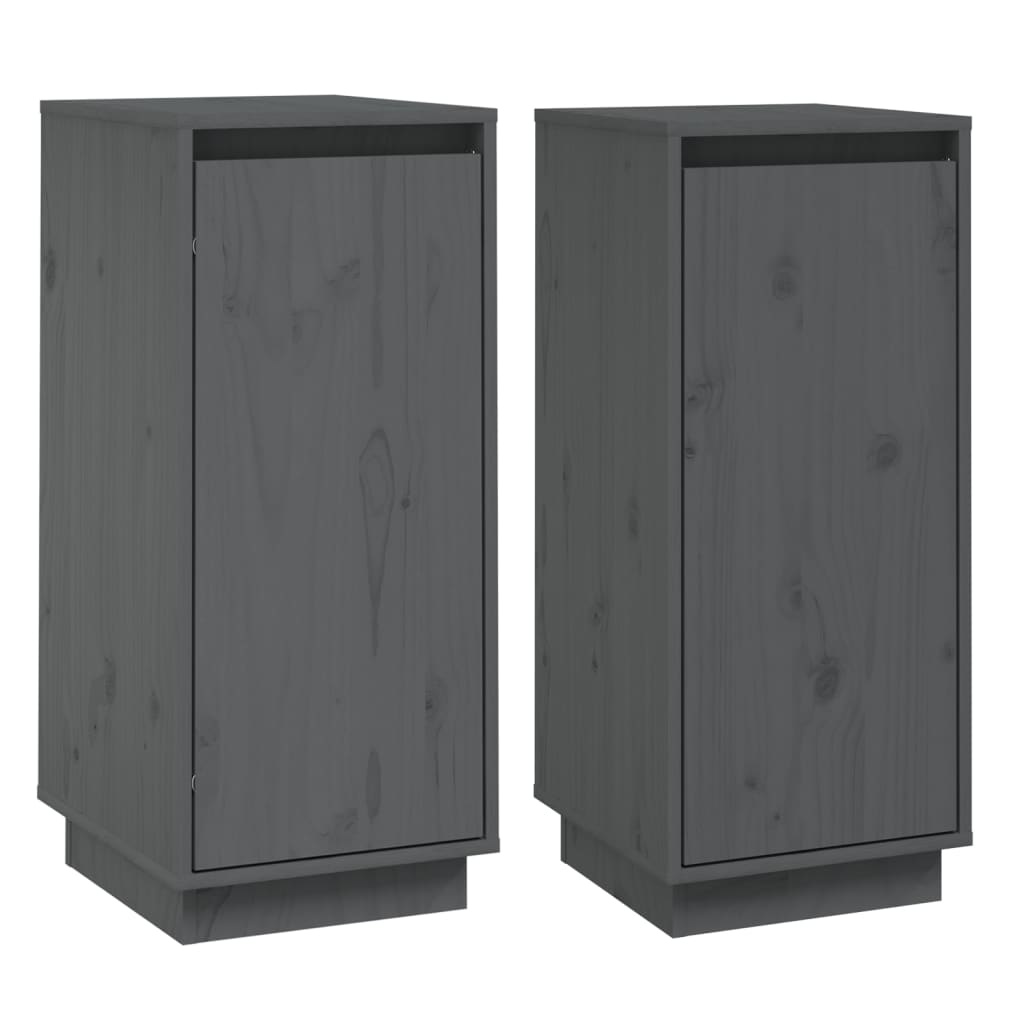 VidaXL Dressoirs 2 st 31,5x34x75 cm massief grenenhout grijs