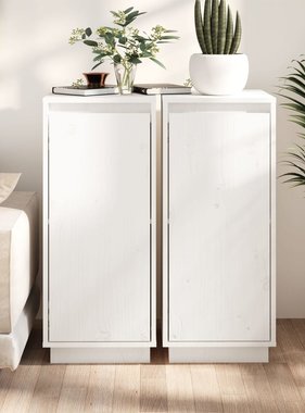 VidaXL Dressoirs 2 st 31,5x34x75 cm massief grenenhout wit