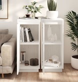 VidaXL Dressoirs 2 st 31,5x34x75 cm massief grenenhout wit