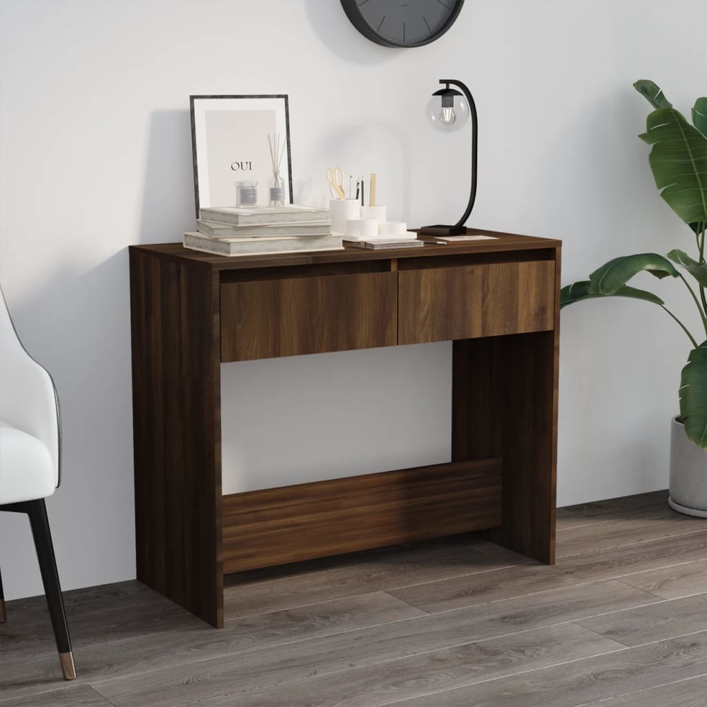 VidaXL Wandtafel 89x41x76,5 cm staal bruineikenkleurig