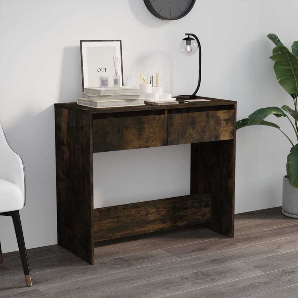 VidaXL Wandtafel 89x41x76,5 cm staal gerook eikenkleurig