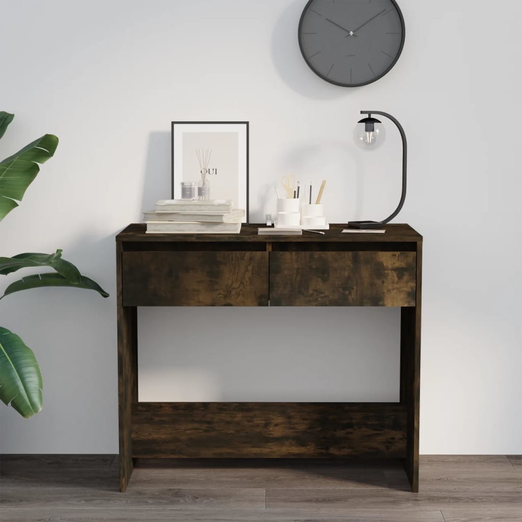 VidaXL Wandtafel 89x41x76,5 cm staal gerook eikenkleurig