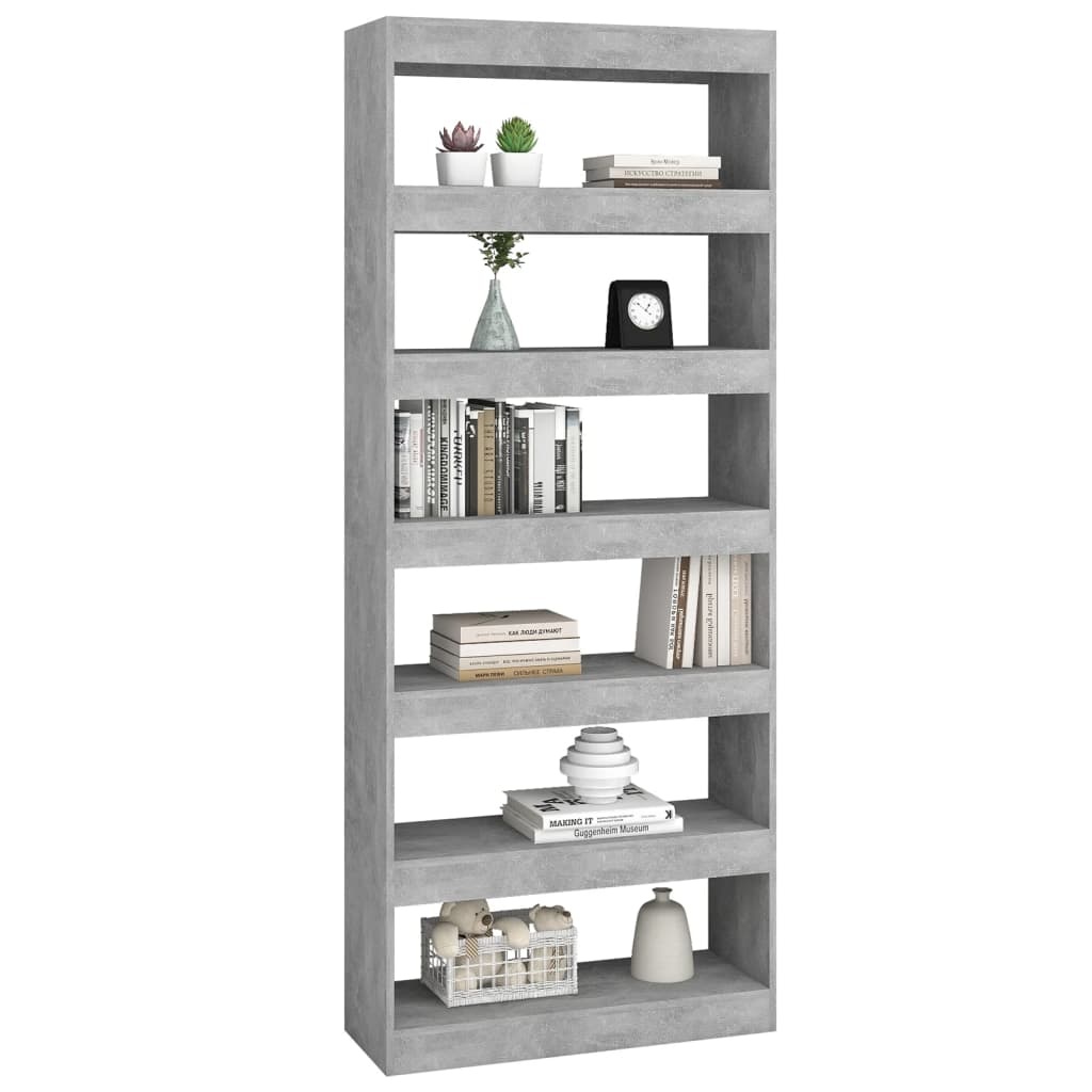 vidaXL Boekenkast/kamerscherm 80x30x198 cm spaanplaat betongrijs