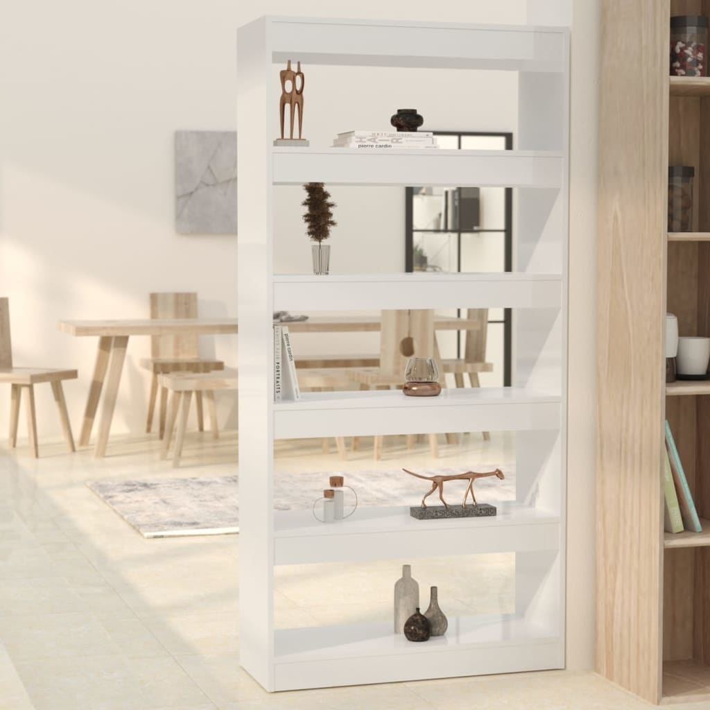 vidaXL Boekenkast/kamerscherm 80x30x166 cm spaanplaat hoogglans wit