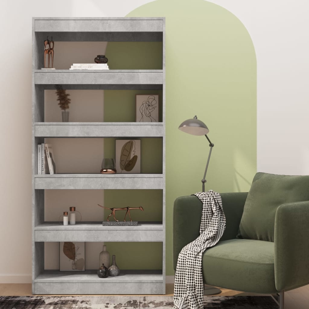 vidaXL Boekenkast/kamerscherm 80x30x166 cm spaanplaat betongrijs