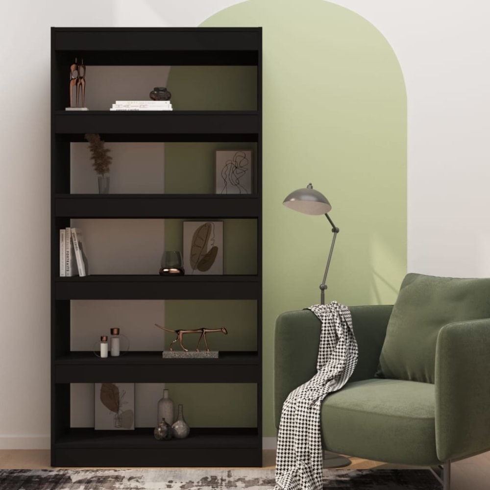 vidaXL Boekenkast/kamerscherm 80x30x166 cm spaanplaat zwart