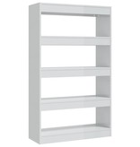 vidaXL Boekenkast/kamerscherm 80x30x135 cm spaanplaat hoogglans wit