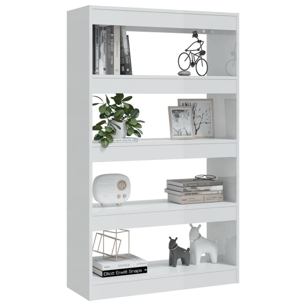 vidaXL Boekenkast/kamerscherm 80x30x135 cm spaanplaat hoogglans wit